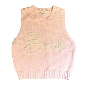 Anthropologie Le Lis Soft Pink Bride Embroidered Sweater Vest Size Small Pastel